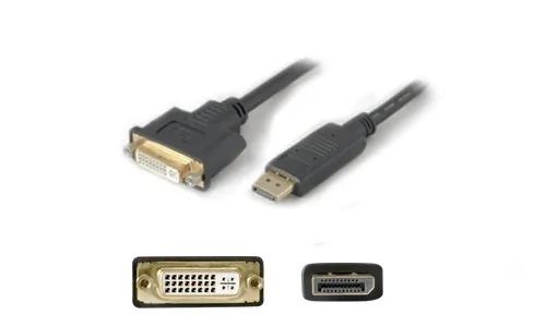 ADDON DP2DVIA — ADDON 20.00CM (8.00IN) DISPLAYPORT MALE TO DVI-I (29 PIN) FEMALE BLACK ACTIVE AD