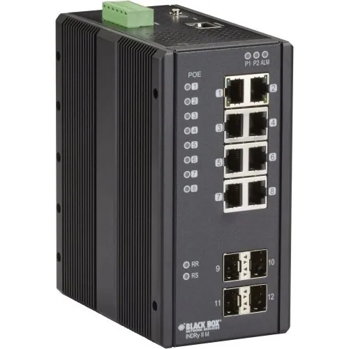 BLACK BOX CORPORATION LIE1014A — GIGABIT ETHERNET (1000-MBPS) EXTREME TEMPERATURE MANAGED POE+ SWITCH - (8) 10/10