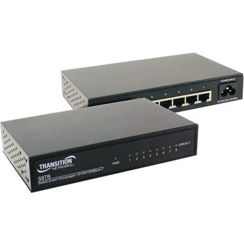 Lantronix S8TB-NA — UNMANAGED SWITCH, 8-PORT GIGABIT ETHERNET W/NA