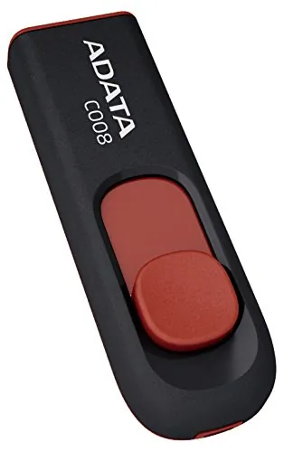 ADATA AC008-64G-RKD - A-DATA 64GB C008 USB 2.0 Flash Drive - BlackRed