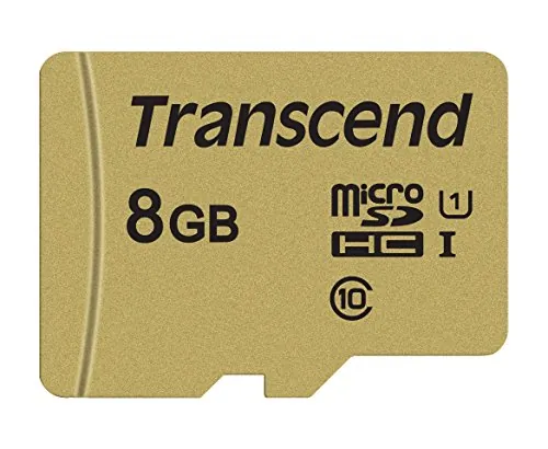 Transcend TS8GUSD500S - 8GB UHS-I U1 MICROSD WITH ADAPTER, MLC