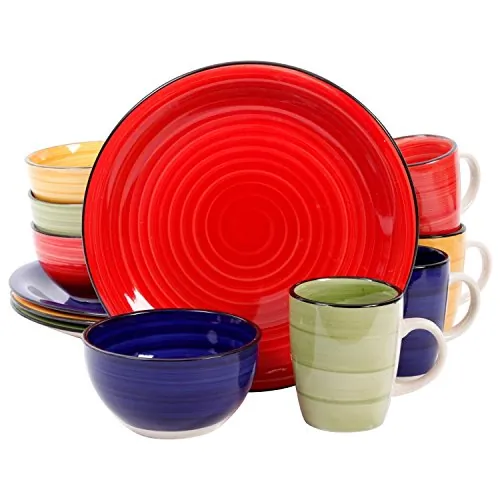 Gibson 105948.12 — Gibson Home Color Vibes 12 Piece Handpainted Stoneware Dinnerware Set