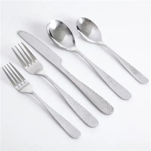 Gibson 109532.46 — GH Hammered 46-Piece Stainless Steel Flatware Set