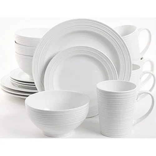Gibson 92573.16 — Gibson Home Amelia Court 16 Piece Dinnerware Set in White Embossed