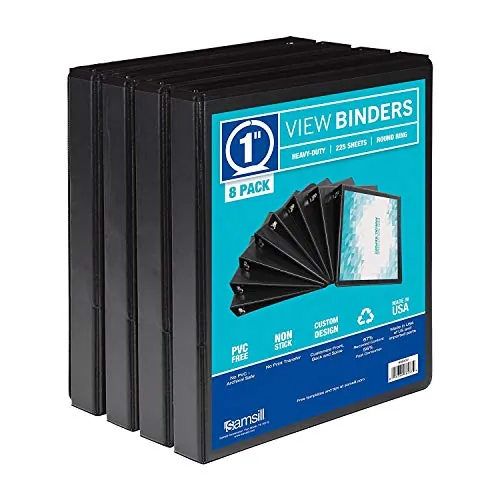 Samsill S88430 — Black Presentation Binders with Customization - 8 Pack