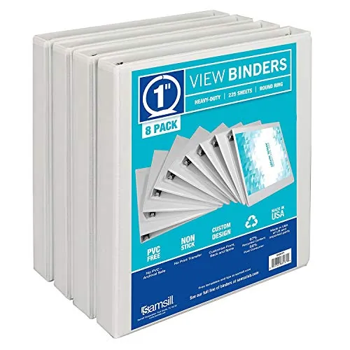 Samsill S88437 — Durable 1" White Presentation Binders - 8 Pack