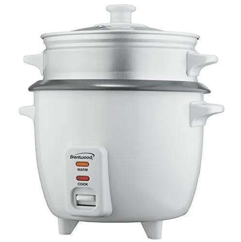 Brentwood TS-180S — Brentwood 8 Cup Rice Cooker / Non-Stick with Steamer in White