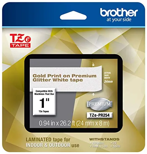Brother TZePR254 — Gold Glitter Label Tape - 24MM x 8M for P-Touch