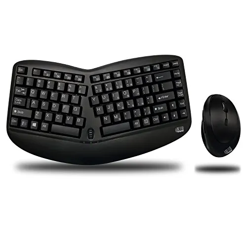 Adesso WKB-1150CB — TRU-FORM MEDIA 1150 WIRELESS ERGO  MINI TRACKBALL KEYBOARD AND OPTICAL ERGO MOUS