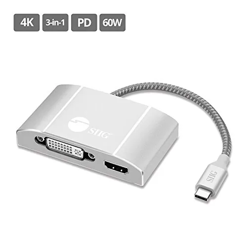Siig CB-TC0911-S1 — VIDEO ADAPTER - USB-C LEFT CONNECTOR - MALE LEFT GENDER - VGA,DVI,HDMI RIGHT CON