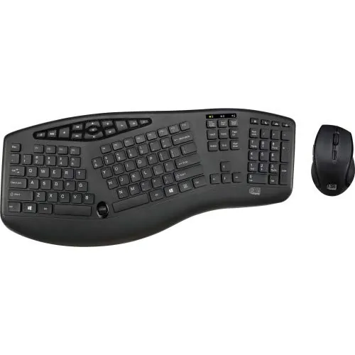 Adesso WKB-1600CB — ADESSO SLIM MULTIMEDIA 2.4GHZ WIRELESS ERGONOMIC DESKTOP KEYBOARD, WITH LOW PROF