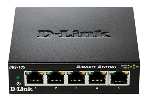 D-Link DGS-105 — D-LINK DGS-105 5-PORT UNMANAGED GIGABIT METAL DESKTOP SWITCH FIVE 10/100/1000 GI