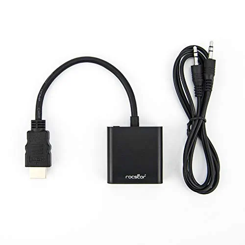 ROCSTOR Y10A187-B1 — PREMIUM HDMI TO VGA & 3.5MM AUDIO ADAPTER HDMI-M/VGA - 1X HDMI TYPE A MALE DIGIT