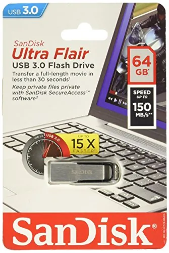 Western Digital SDCZ73-064G-A46 — SANDISK ULTRA FLAIR FLASH DRIVE, 64GB, USB 3.0