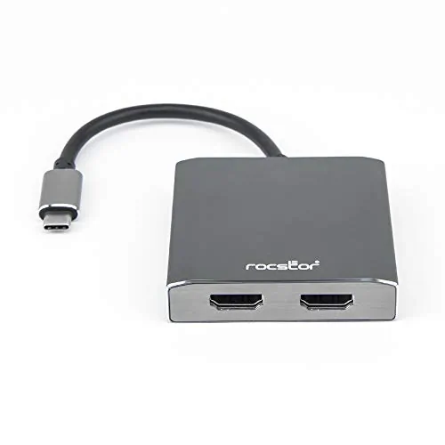 ROCSTOR Y10A203-A1 — PREMIUM USB-C TO DUAL HDMI MULTI MONITOR ADAPTER USB-C 2 PORT MST HUB MAC WINDOW