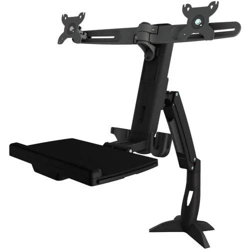 AMER NETWORKS AMR2ACWS — SINGLE ARM CLAMP MOUNT WORKSTATION (DUAL DISPLAY AND KEYBOARD)