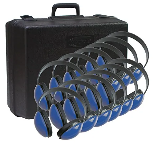CALIFONE 2800BL-12 - Childrens Stereo Headphones with Carrying Case - 12 Pack