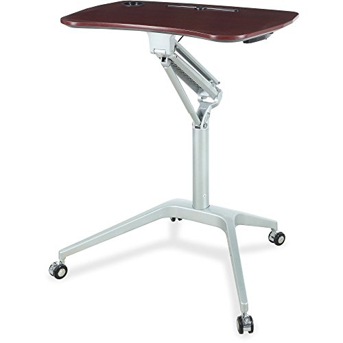 Lorell LLR84839 - Lorell LLR84839 Height-Adjustable Mobile Desk - Mahogany