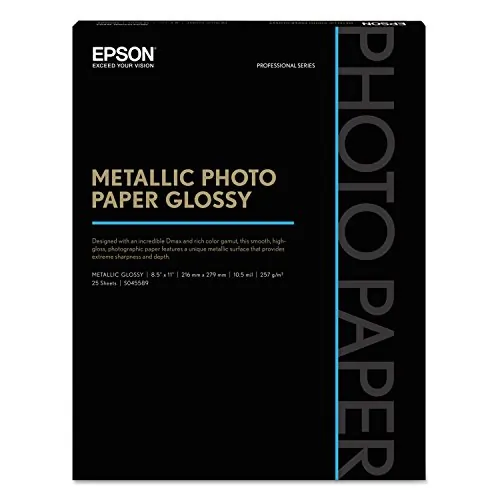 EPSON S045589 — Glossy Metallic Photo Paper 8.5 x 11 - For Stunning Prints