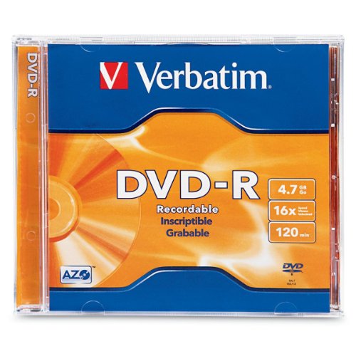 VERBATIM 95051 - Verbatim DVD-R, 95051, 4.7GB, 16X, Branded, 1PK Jewel Case
