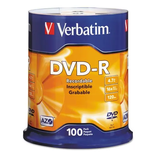 VERBATIM 95102 — Verbatim 95102 DVD Recordable Media - DVD-R - 16x - 4.70 GB - 100 / Pack - Silver - 120mm - 2 Hour Maximum Recording Time