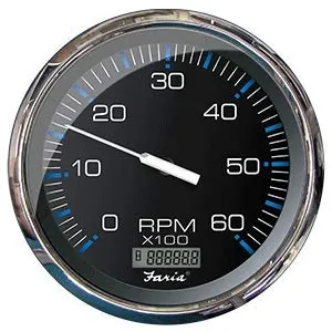 Faria Beede Instruments 33763 — Faria Chesapeake Black 5" Tachometer w/Digital Hourmeter - 6000 RPM (Gas) (Inboard)