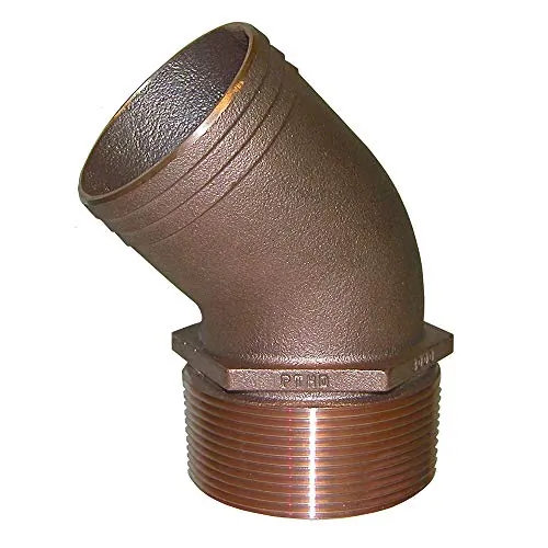 GROCO PTHD-1250 — GROCO 1-1/4" NPT Bronze 45 Degree Pipe to 1-1/4" Hose