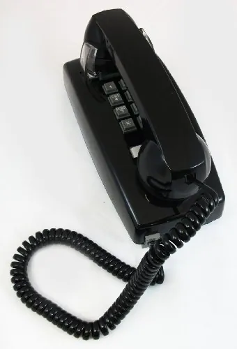 Cortelco ITT-2554-V-BK — Cortelco 2554 Basic Single-Line Wall Telephone with Volume Control Black Single-Gong Ringer Fully Modular Hearing-Aid Compatible and 9ft. Handset Cord