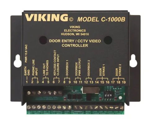 Viking Electronics VK-C-1000B — Door Entry & Camera Control for 1-2 Doorboxes Provides C.O. Sharing and Two Relay Closures