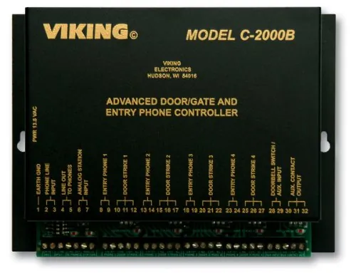 Viking Electronics VK-C-2000B — Door Entry Control for 1-4 Entry Phones Provides C.O. Sharing Caller ID Door Strike & Keyless Entry