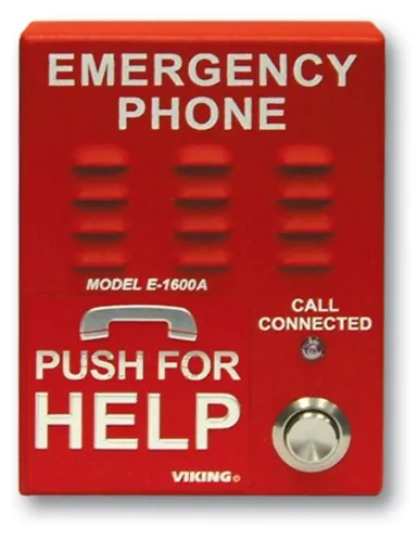 Viking Electronics VK-E-1600A-EWP — ADA Compliant Emergency Phone with Dialer and Voice Announcer Red Powder Paint Finish with in. in. Emergency Phonein. in. Verbiage Surface Mount Only with Enhanced Weather Protection (EWP)