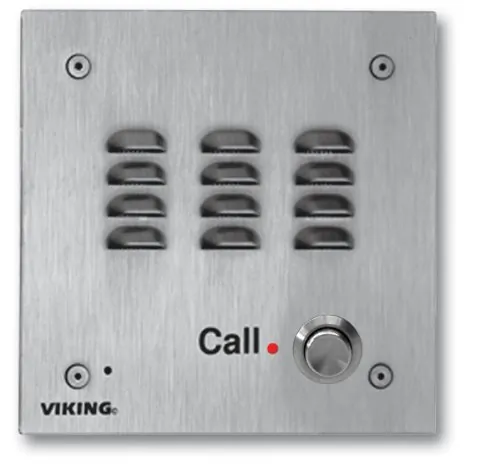 Viking Electronics VK-E-30-EWP — Handsfree Speaker Phone with Dialer Vandal Resistant 14 Gauge Louvered Stainless Steel Faceplate Flush Mount with Included Rough-In Box or Surface Mount with Optional VE-5x5 with Enhanced Weather Protection (EWP)