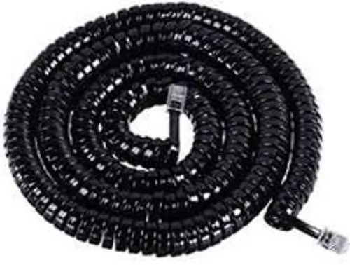 Cablesys 2500BK — 25 Ft Curly Handset Cord with 1.5 Inch Leads - Black