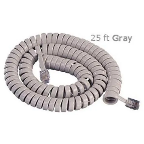 Cablesys 2500GR — 25 Ft Dolphin Gray Curly Telephone Handset Cord