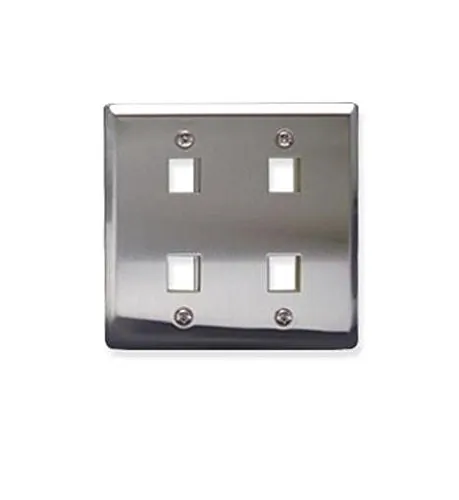 Cablesys ICC-IC107DF4SS — Stainless Steel 2-Gang Wall Plate for 4 Ports