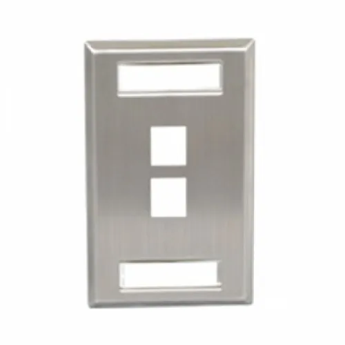 Cablesys ICC-IC107S02SS — ICC ICC-IC107S02SS Faceplate, Id, Stainless, 1-gang, 2-port