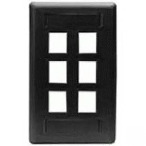 Hubbell IFP16BK — PLATE, WALL,FLUSH,1-G,6PORT,BK