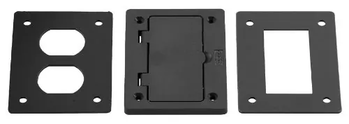 Hubbell PFBR826BLA - Round Non-Metallic Floor Box with Duplex and Decorator Inser