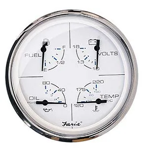 Faria Beede Instruments 33864 — Faria Chesapeake White SS 5" Multifunction Gauge