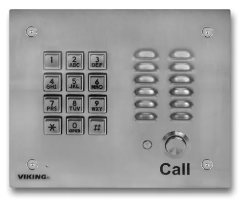 Viking Electronics VK-K-1700-3EWP — Stainless Steel Vandal Resistant Entry Phone with Keypad Flush Mount with the included Rough-In Box or Surface Mount with an Optional VE-6x7 with Enhanced Weather Protection (EWP)
