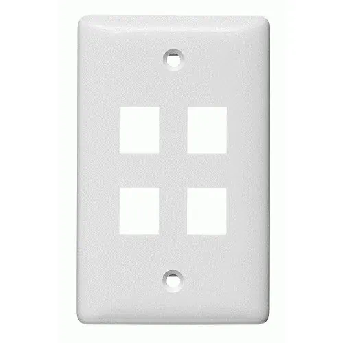 Hubbell NSP14W — PLATE, WALL,LABEL-LESS,1-G,4-PORT,WH