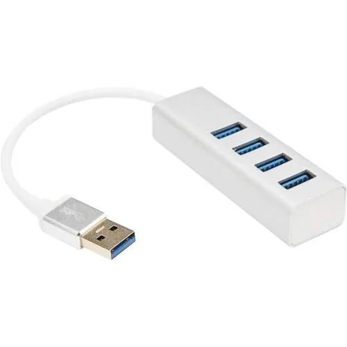 ROCSTOR Y10A216-S1 — PREMIUM PORTABLE 4 PORT SUPERSPEED MINI USB 3.0 HUB 6IN - EXTERNAL - 4 USB PORTS