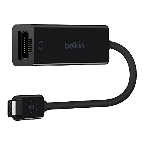 Belkin F2CU040BTBLK — USB-C TO ETHERNET ADAPTER, GIGABIT ETHERNET CONNECTIVITY; USB-C MALE AND RJ-45 P