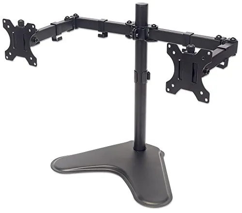 Manhattan 461559 — UNIVERSAL DUAL MONITOR STAND WITH DOUBLE-LINK SWING ARMS HOLDS TWO 13 TO 32 LCD
