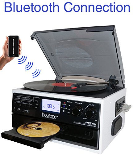 BOYTONE BT-22WT - Boytone BT-22WT, Bluetooth Record Player Turntable, AMFM Rad