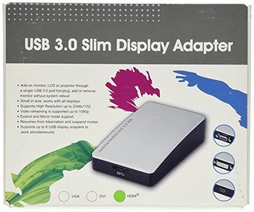 ADDON USB302HDMI — ADDON USB 3.0 (A) MALE TO HDMI 1.3 FEMALE BLACK ADAPTER INCLUDING 1FT CABLE