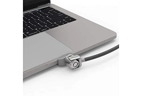 Compu-Lock UNVMBPRLDG01KL — LEDGE LOCK ADAPTER FOR MACBOOK PRO 13IN M1 & M2 WITH KEYED CABLE LOCK SILVER