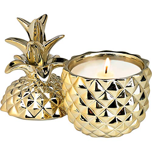 Home Locomotion 12010878 - Golden Ceramic Pineapple Candle