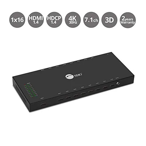 Siig CE-H24Q11-S1 — TRUE 4K PERFORMANCE 16-PORT HDMI 4K SPLITTER, 10.2GBPS 4K 30HZ DIGITAL SIGNAGE D