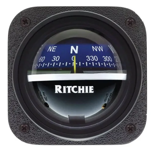 Ritchie V-537B — Ritchie V-537B Explorer Compass - Bulkhead Mount - Blue Dial